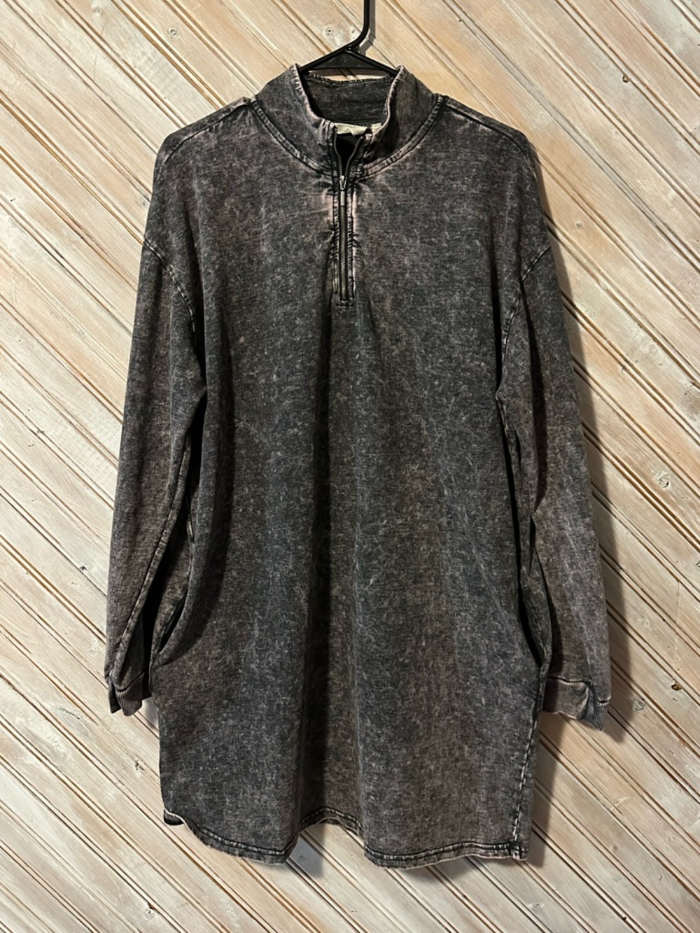 RD Style Women's Long Sleeve Mineral Wash Pullover Sweater Dress